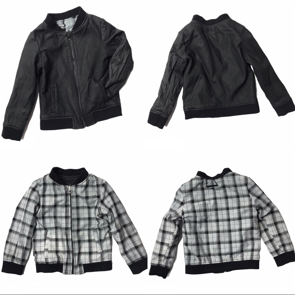 EVE JNR genuine leather reversible plaid jacket 4